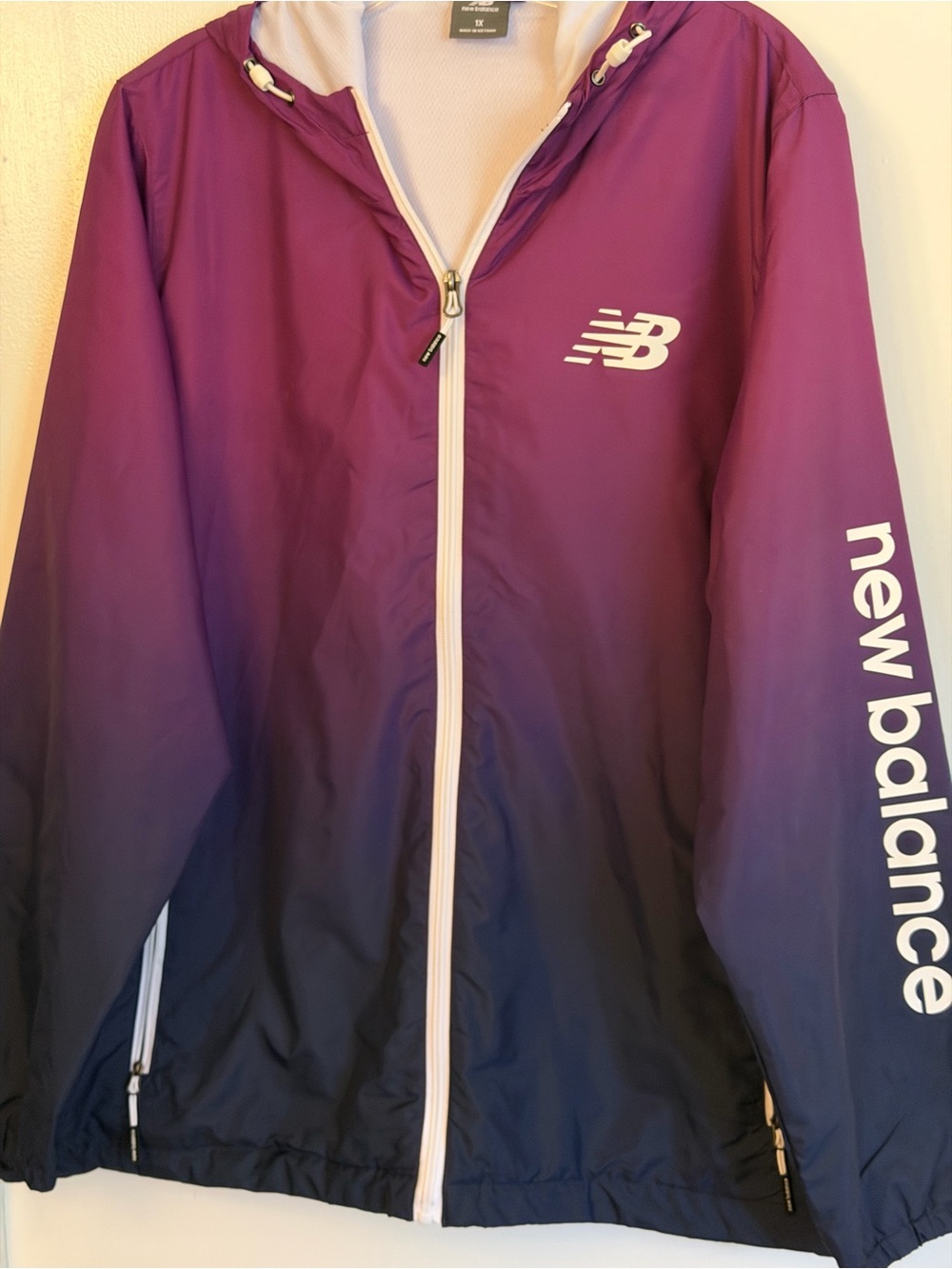 NWT New Balance Windbreaker Ombré Lightweight & Packable Sz 1X